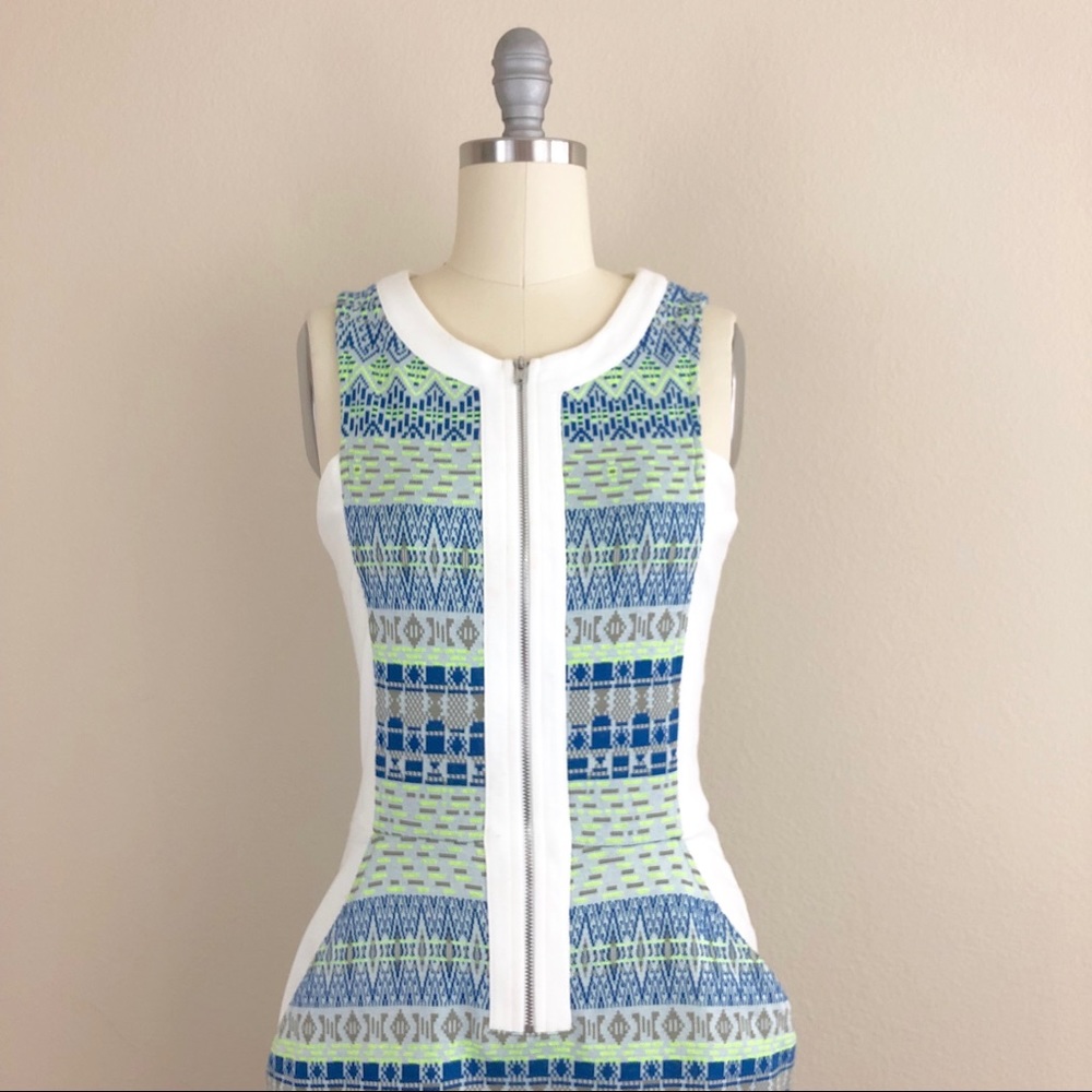 Ella Moss Geometric Print Front Zip Bodycon Dress - Picture 2 of 6